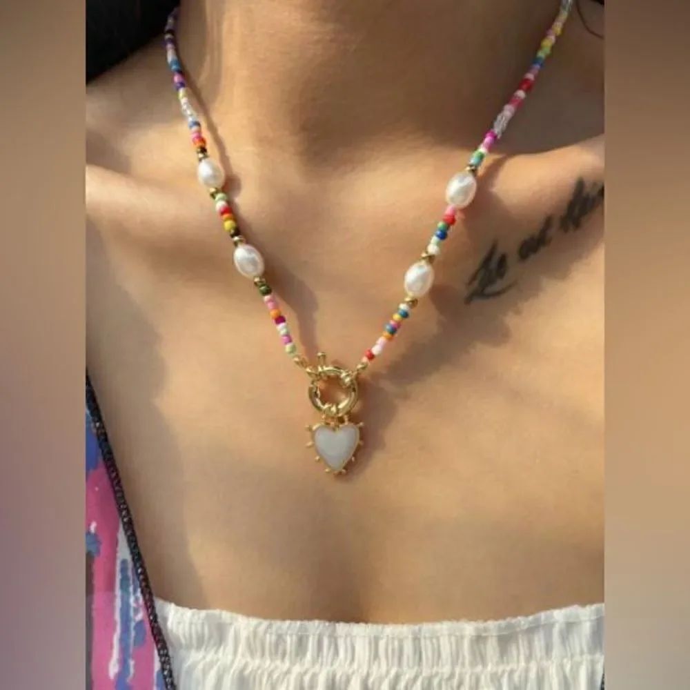 Boho heart necklace #1299